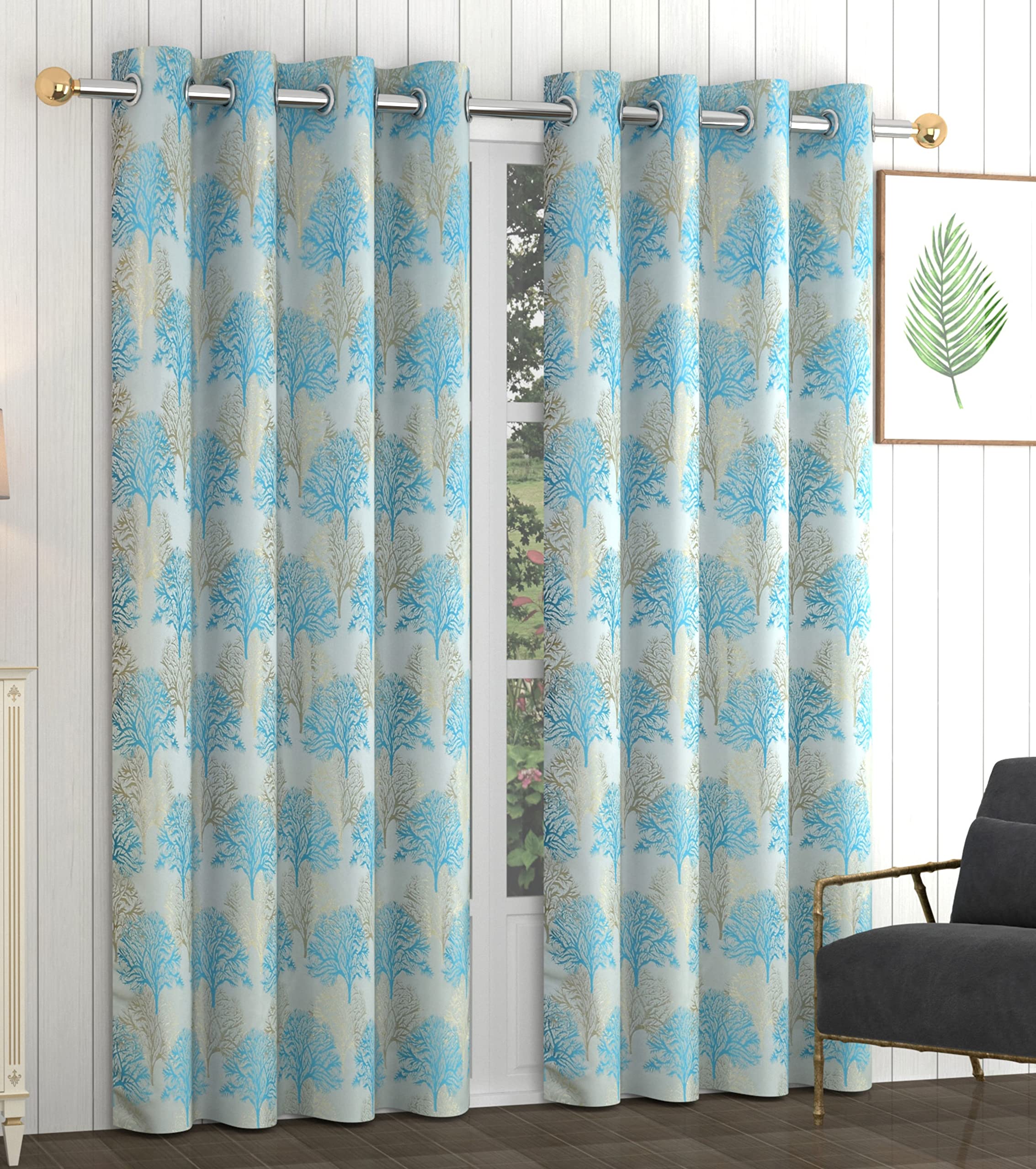 Yellow - Jacquard Weave Cotton Door Curtain (7 x 3 Feet) (single piece)