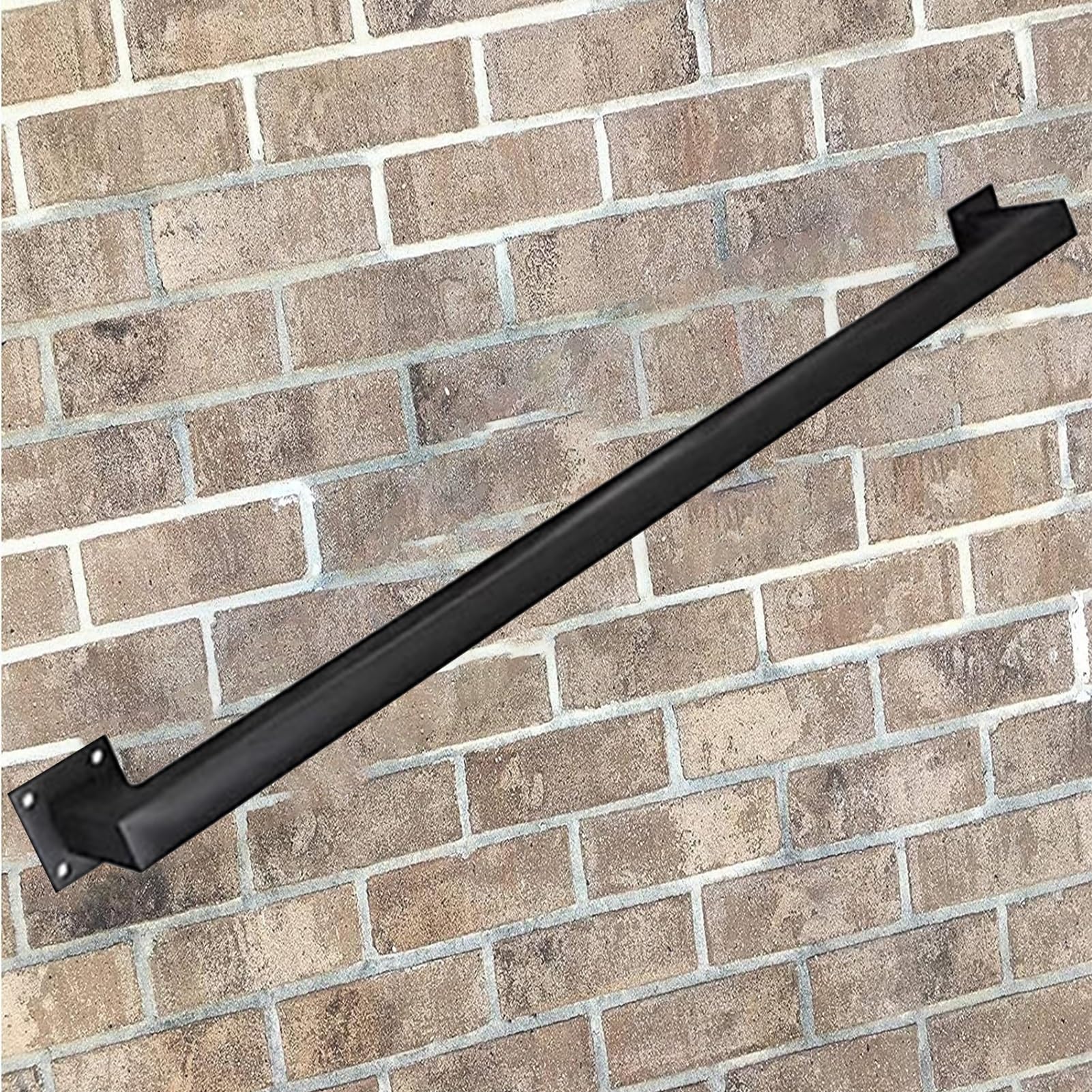 Garde-corps d'escalier en métal noir 400 cm avec supports muraux