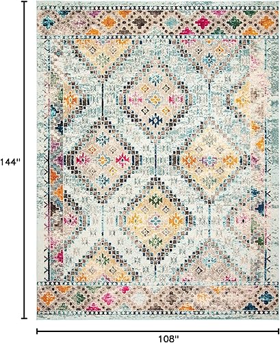 Vista 90 de Safavieh Madison Collection MAD418F - Alfombra de área con diamantes, Polipropileno, Azul Oscuro/Amarillo