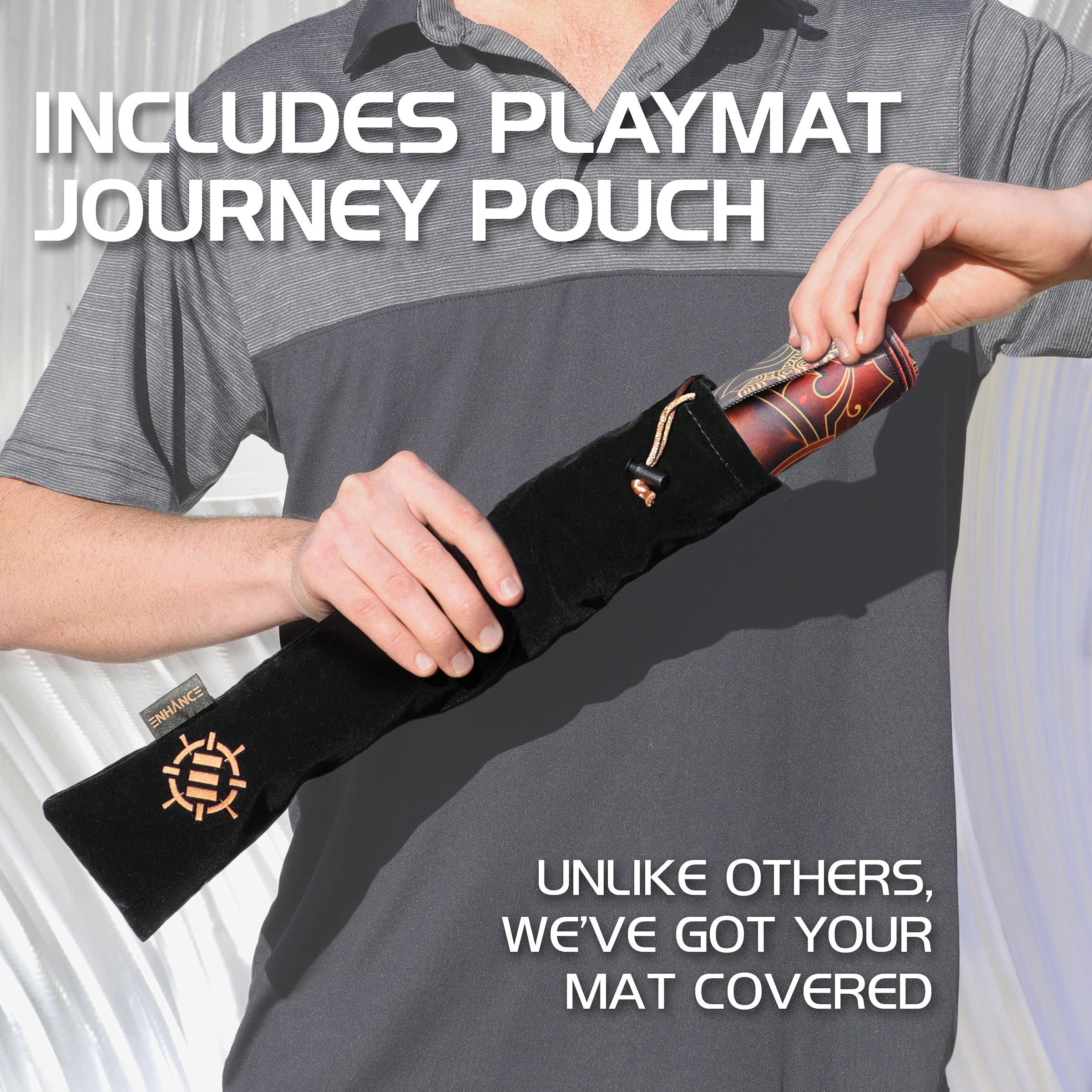 ENHANCE TCG Playmat - Alfombra de Juego MTG con Bordes Cosidos, Superficie Lisa Y Bolsa De Viaje con Cordón - Compatible con MTG, YuGiOh, Pokemon, El señor de los Anillos y Otros TCG y LCG - Llamas