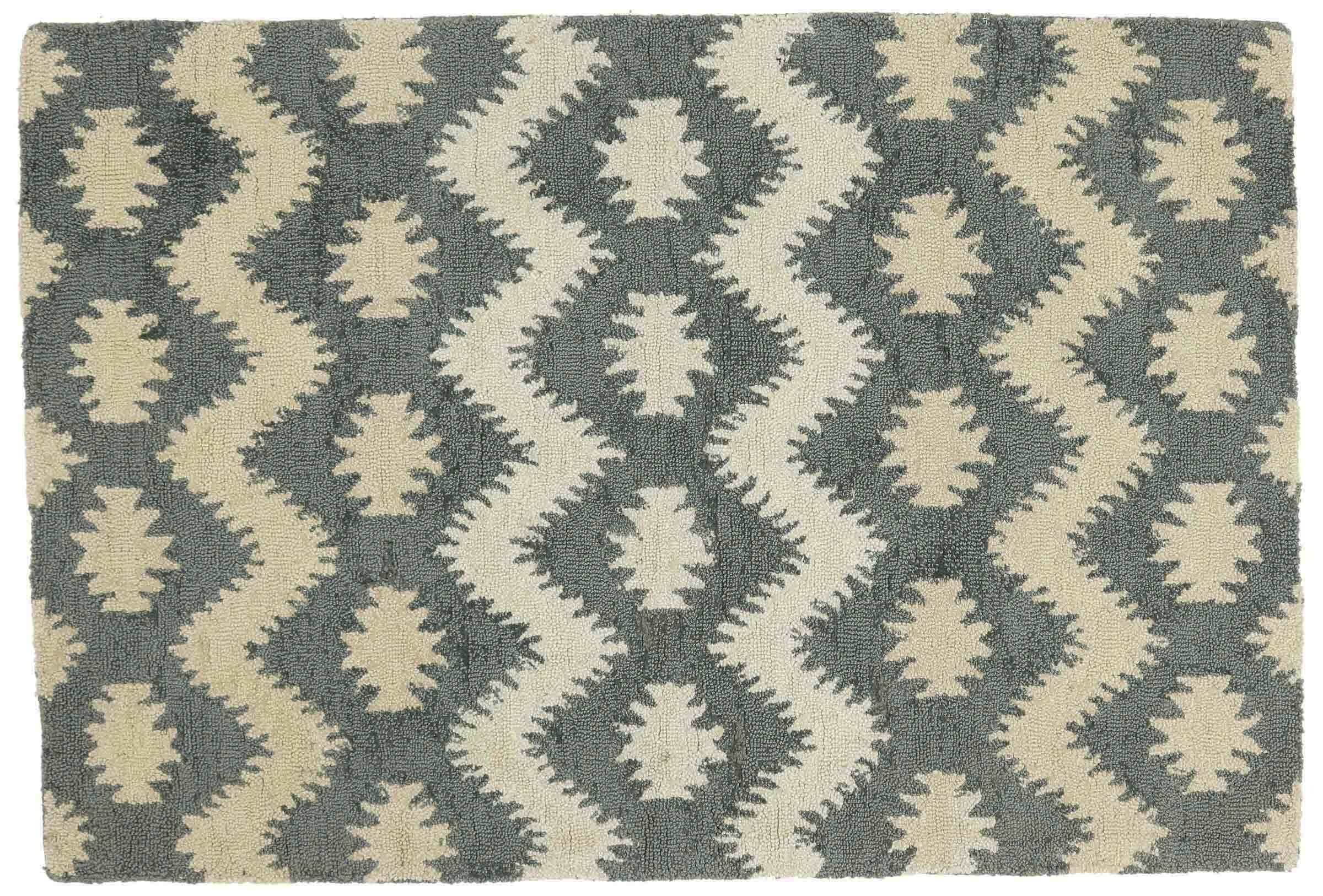 Tapis en laine fait main gris 120x180 cm au tissage artisanal haut de gamme