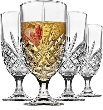 Iced Beverage Glasses, 16oz Water Goblets, Set of 4, Dublin Crystal Glass