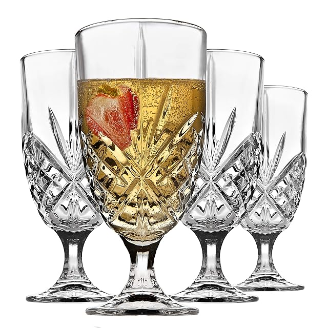 Godinger Glass Dublin Iced Beverage Set of 4 16 Ounce Capacity