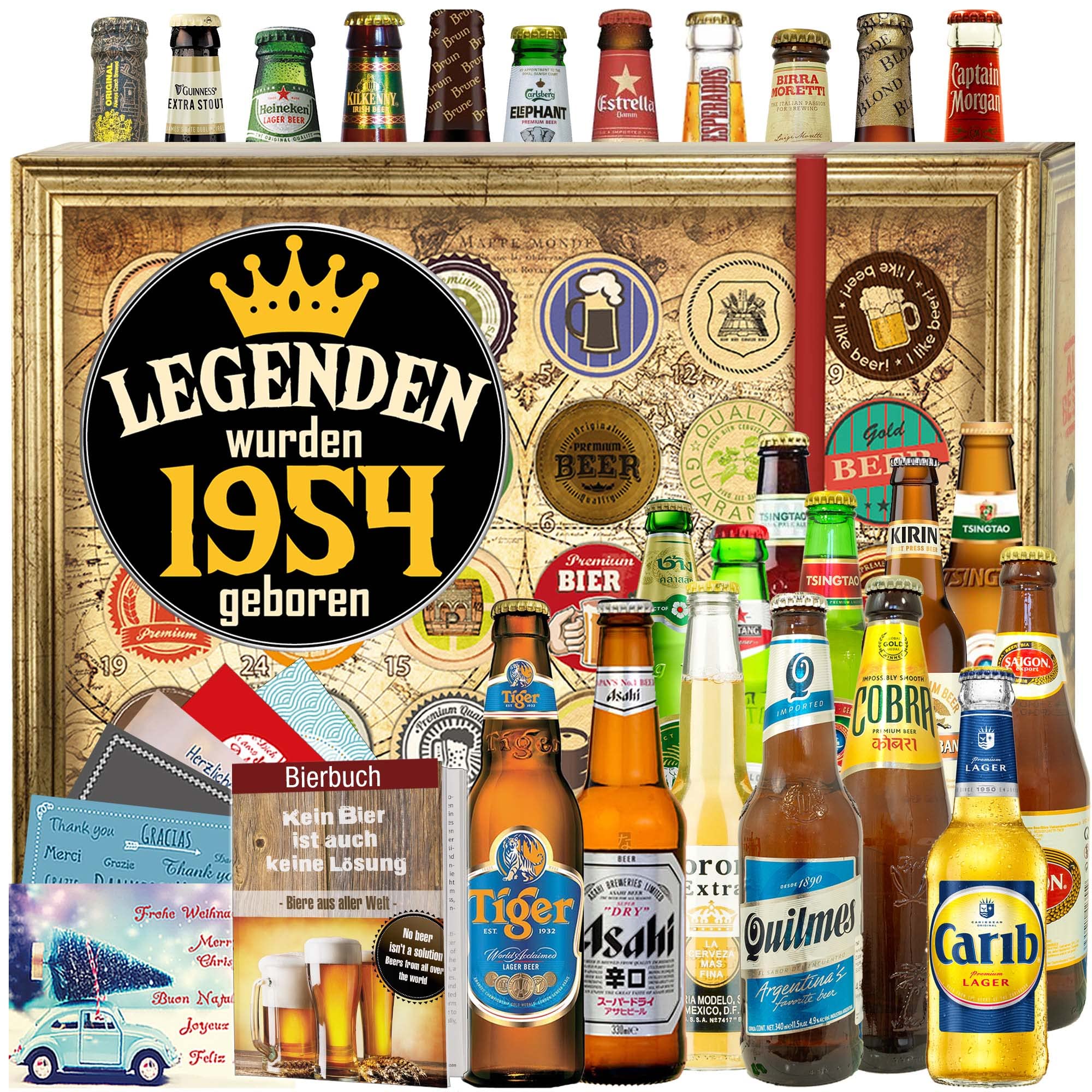Legenden 1954 - Geschenk 70.für den Partnerin - Biere der Welt 24x - Bier Weihnachtskalender 2024 2025