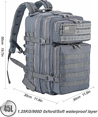 Miniatura 152 de LHI Military Tactical Backpack for Men Molle Daypack 45L Army 3 Days Assault Pack Bag Large Rucksack With Bottle Holder(12*20*12)