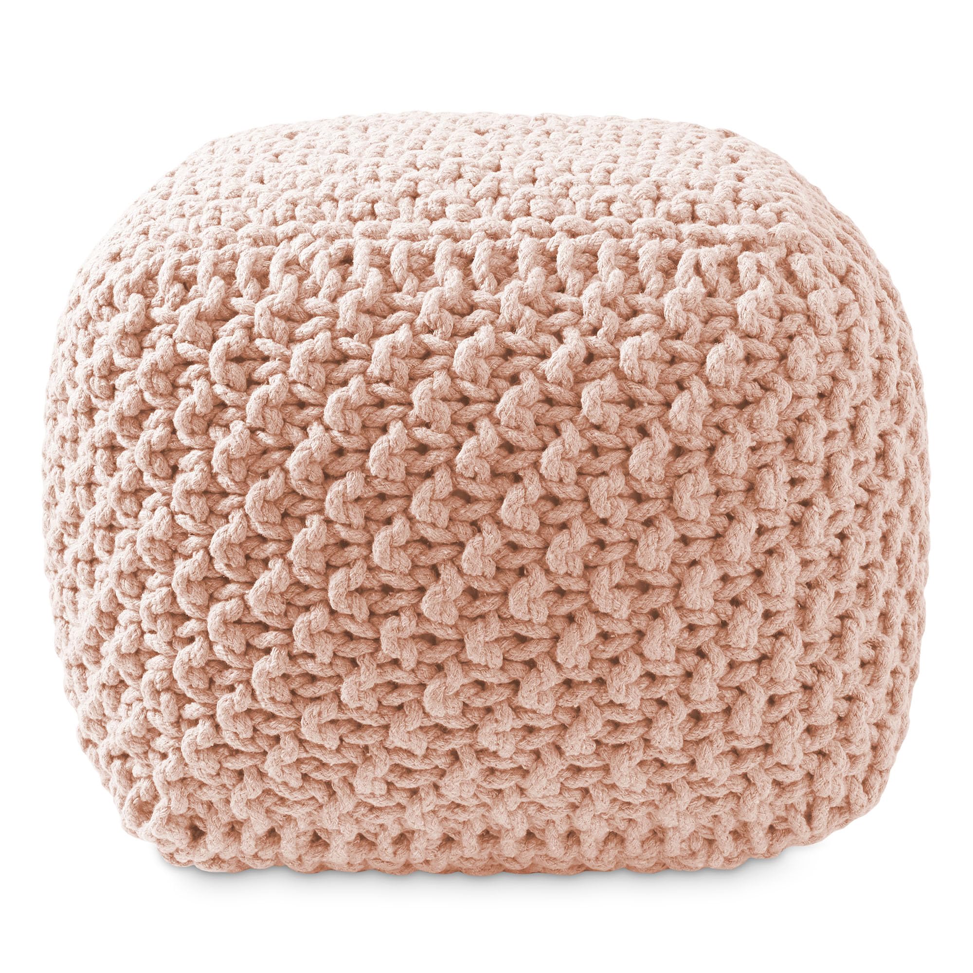 Casafield Square Pouf Ottoman, Light Pink 18.5
