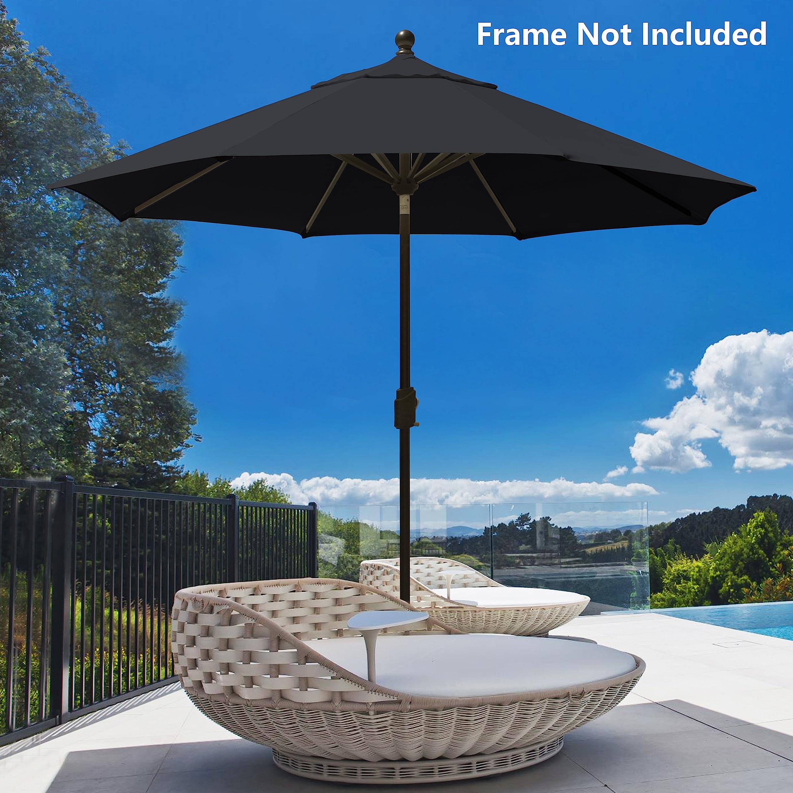EliteShade USA 9FT Patio Umbrella Replacement Covers 8 Ribs Market Umbrella Canopy Cover (CANOPY ONLY) (Black) : Patio, Lawn & Garden