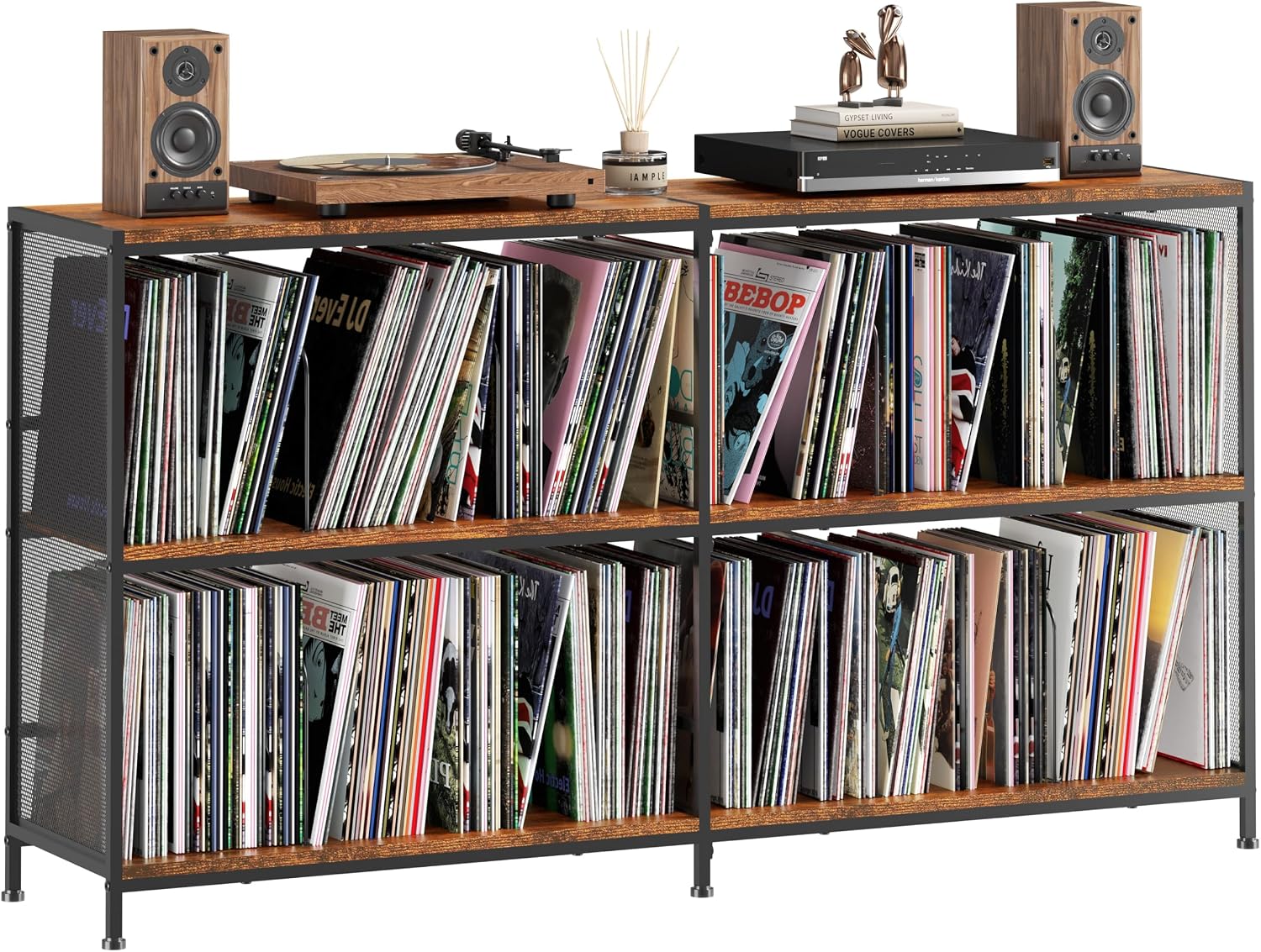 59.2" Record Player Stand with Vinyl Record Storage, Hold 700+ Records