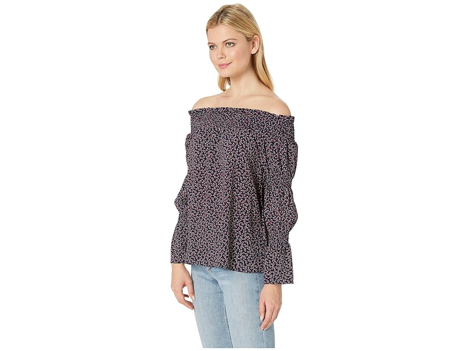 

MICHAEL Michael Kors Paisley Off Shoulder Top (True Navy/Scarlet) Women's Clothing, Brown