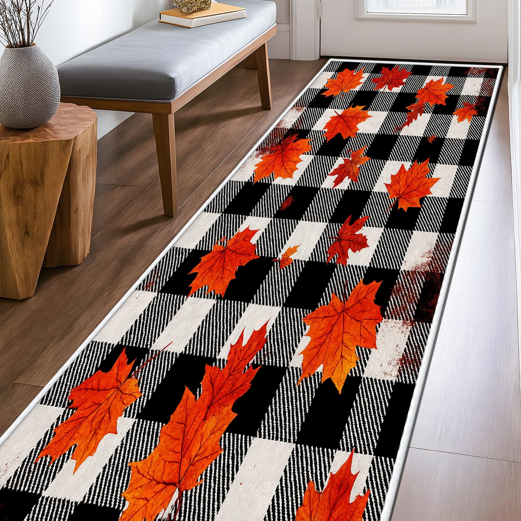 Tapis de couloir antidérapant style rustique d'automne et tapis d'intérieur de cuisine
