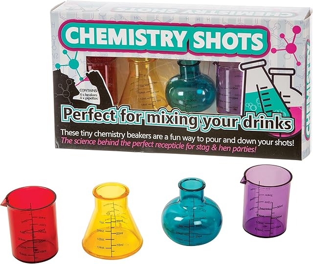 Funtime Gifts Plastic Glasses Chemistry Shots, Multi-Colour, 4 Count (Pack of 1)
