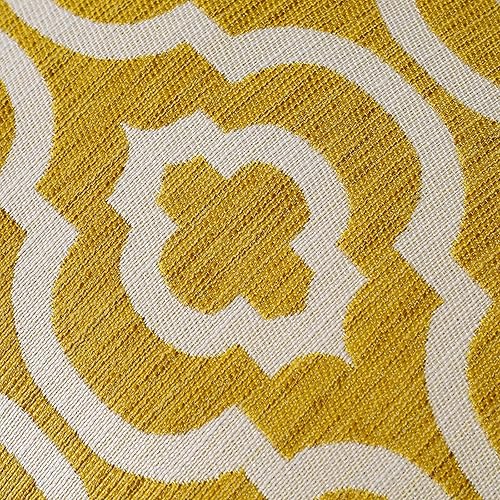 Miniatura 2 de Juego de 2 fundas de almohada jacquard con patrón enrejado (mostaza)