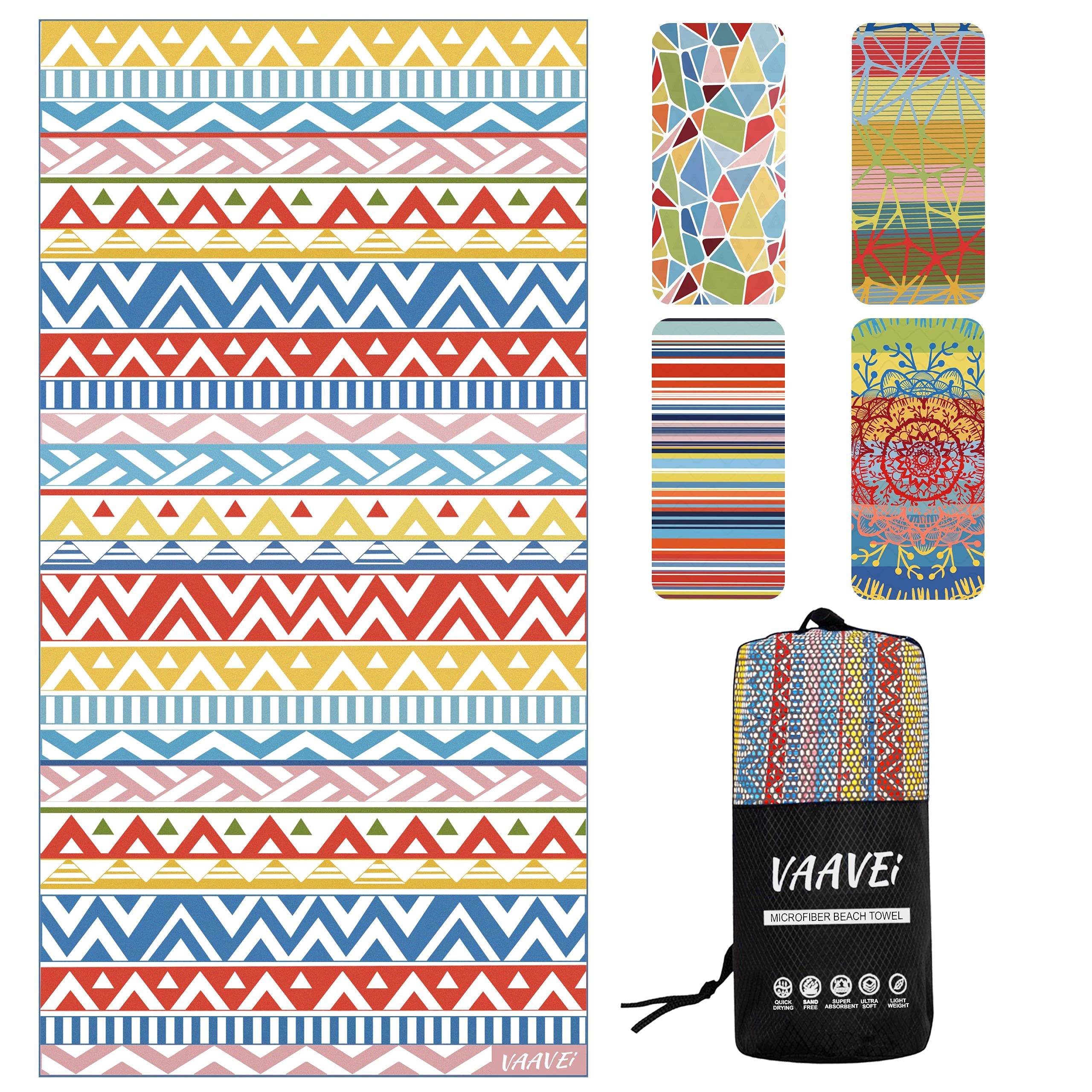 Beach Towel - Quick-Drying and Absorbent - Lightweight and Compact Microfiber Towel Triangles