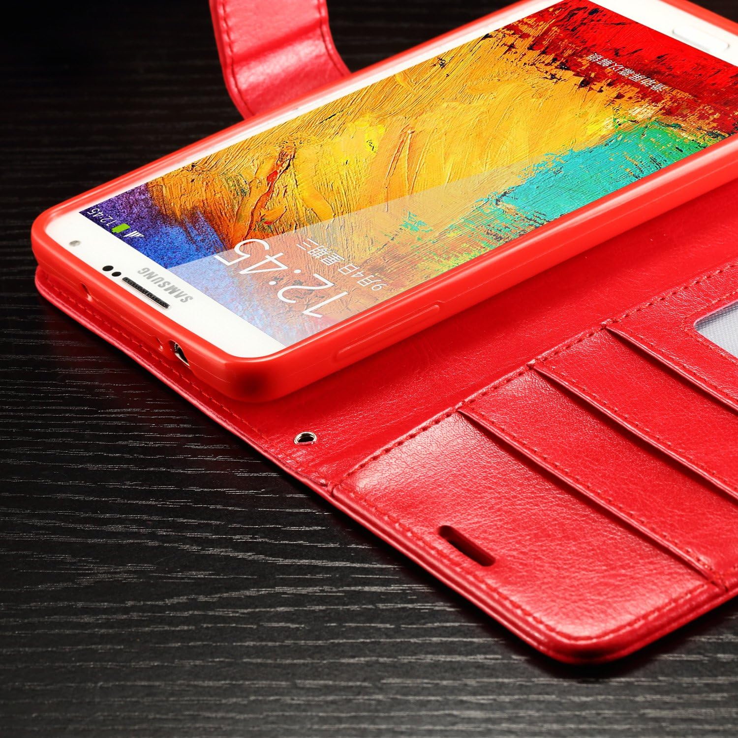 Joopapa Note 3 Case, Galaxy Note 3 Case, Galaxy Note 3 Luxury Fashion Pu Leather Magnet Wallet Flip Case Cover with Built-in Credit Card/ID Card Slots for Samsung Galaxy Note 3 N9000 (Red)