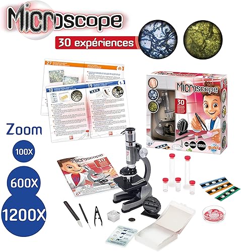 Miniatura 10 de Buki France Kit STEM de microscopio para principiantes  200x a 1200x de aumento  Microscopio de metal con luz LED y 30 experimentos  Incluye