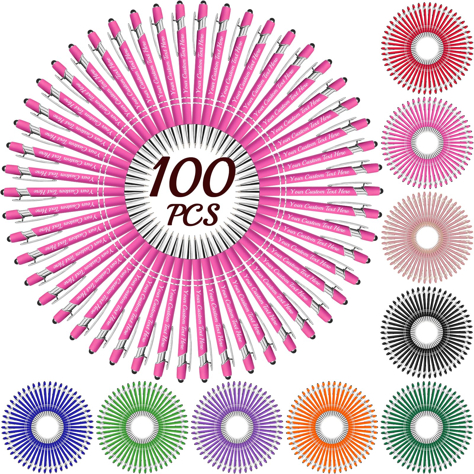 MaWeeTn 100 Personalized Pens with Name Custom Pens Customized Pens, Engraved Pen with Logo Text, 0.5 mm Ballpoint Pens Bulk, Gift for Men Women