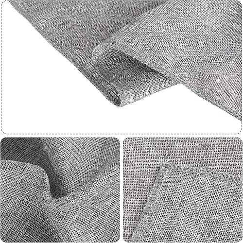 Miniatura 6 de Camino de mesa de arpillera gris de lino sintético natural de 14 x 48 pulgadas para fiestas, bodas, baby shower, decoración de comedor, granja, mesa