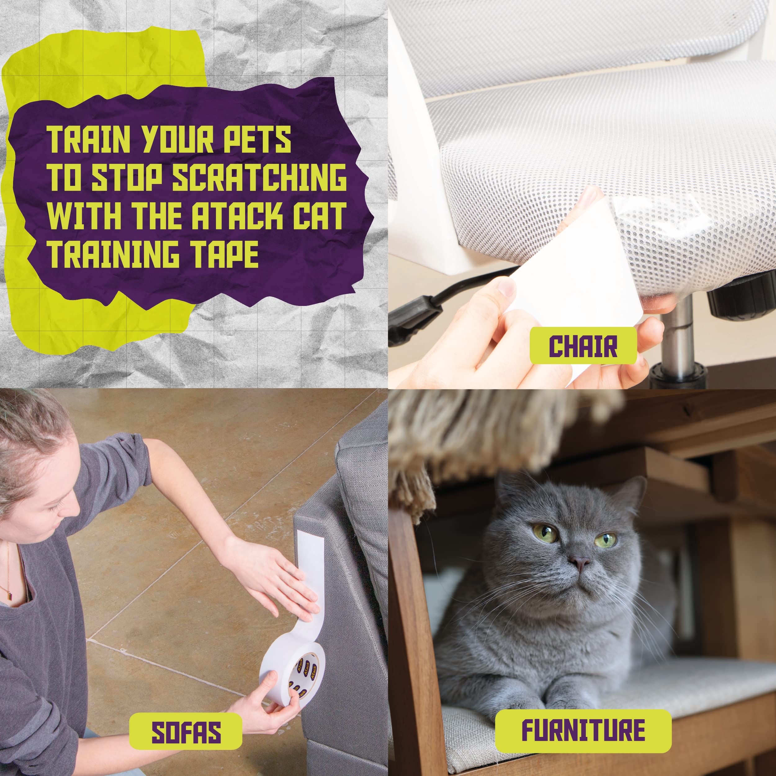 Couch Protector Atack Cat Anti-Scratch Training Tape Residue-Free And ...