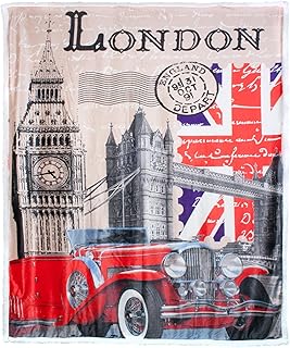 CelinaTex Quinta koc do wtulania się 130 x 170 cm Londyn czerwony motyw koc dzienny z mikrofibry koc telewizyjny wygląd jagnięcej skóry