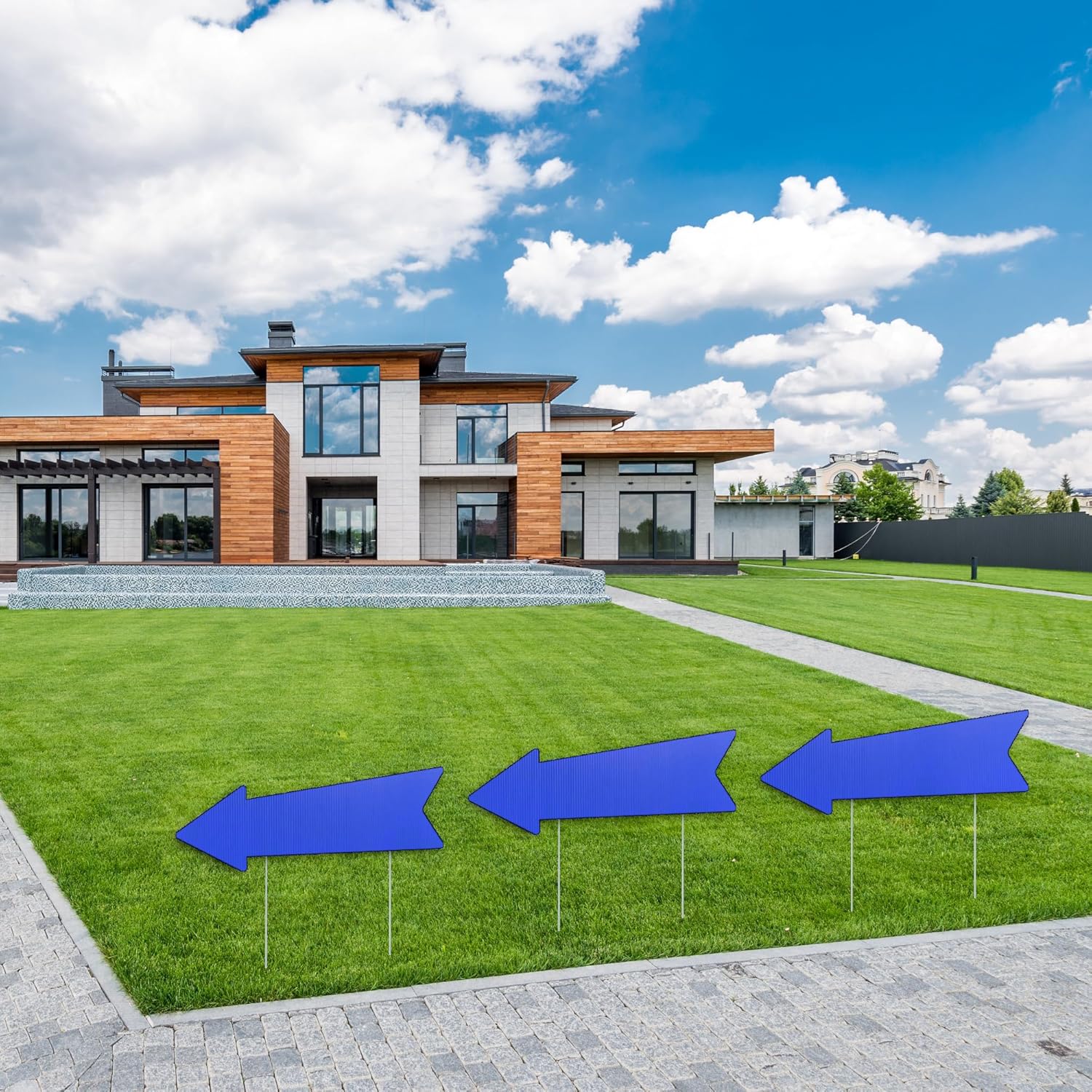 Blue Arrow Signs with Stakes 16 x 5 Inches,This Way Directional Arrow Yard Signs,Wedding Yard Signs, Birthday Party Signs (20)