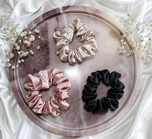 Miniatura 6 de Seda 100% pura seda de morera 22 Momme - 1 liga de seda para el cabello antiarrugas y roturas, certificado Oeko-Tex, coletero de seda de lujo para