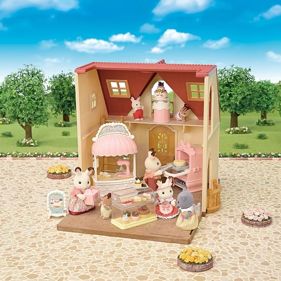 Calico Critters - Village Cake Shop Starter Set for Red Roof Cozy Cottage | Frost, display and serve miniature cakes - a sweet shopfront expansion that turns the cottage into main street, Ages 3+