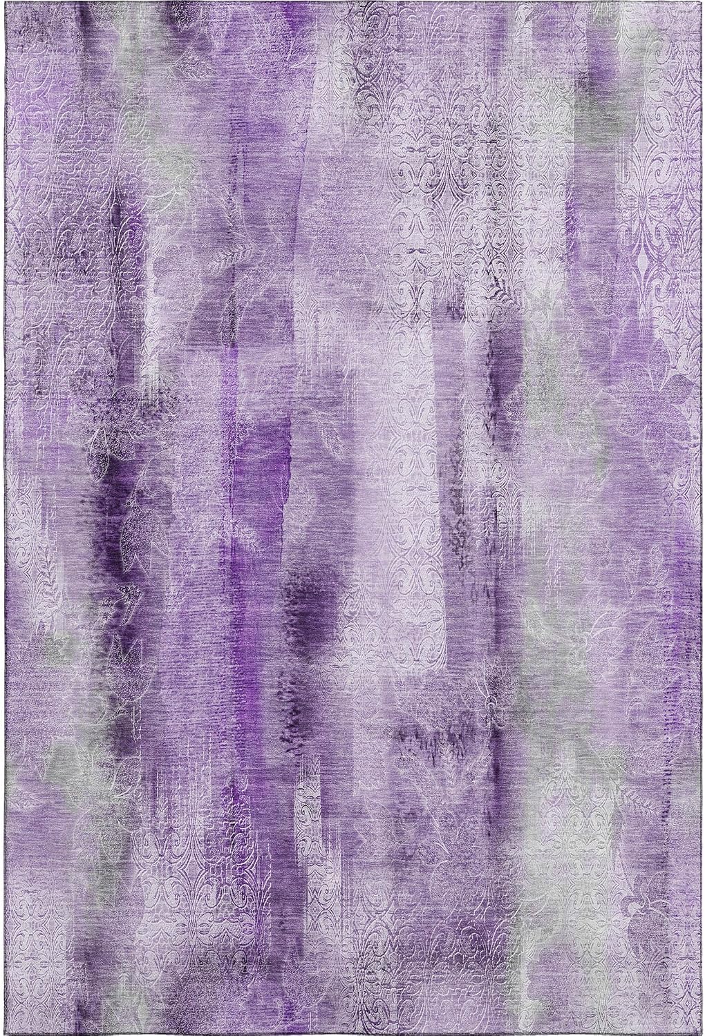 Addison Rugs Mayfield AMF537 Purple 2'6" x 3'10" Indoor Premium Machine Washable Rug, Silky Soft, Easy Clean, Non Shedding, Bedroom, Living Room, Dining Room, Kitchen, Patio Rug