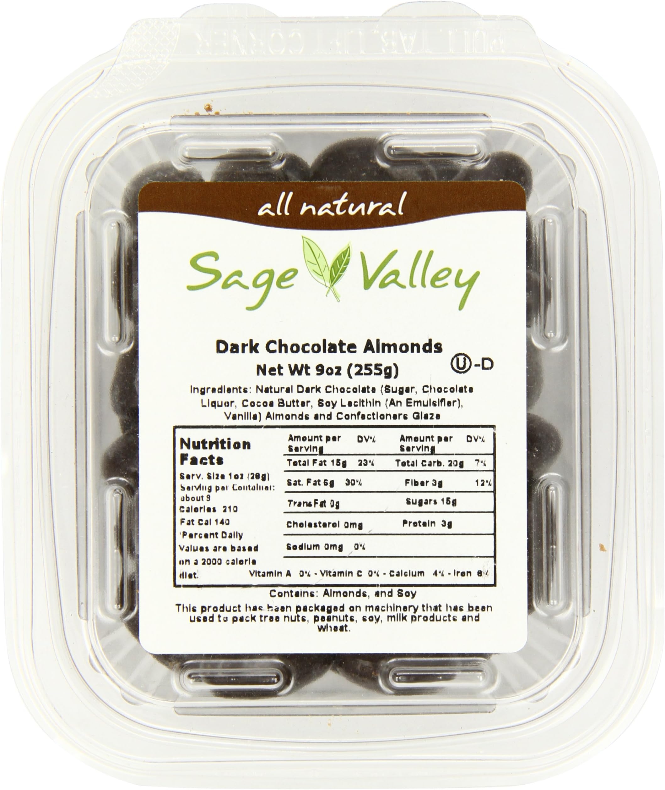 Sage Valley Dark Chocolate Almonds, 9 Ounce