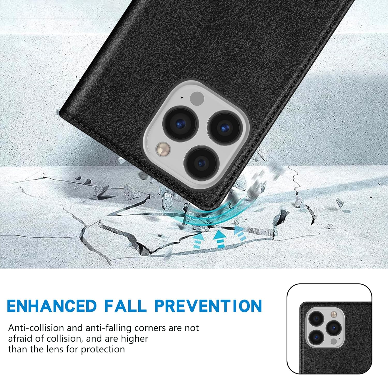 ZZXX for iPhone 13 Pro Wallet Case with [RFID Blocking] Card Slot Stand Strong Magnetic Leather Flip Fold Protective Phone Case for iPhone 13 Pro Case Wallet(Black-6.1 inch) - Image 7