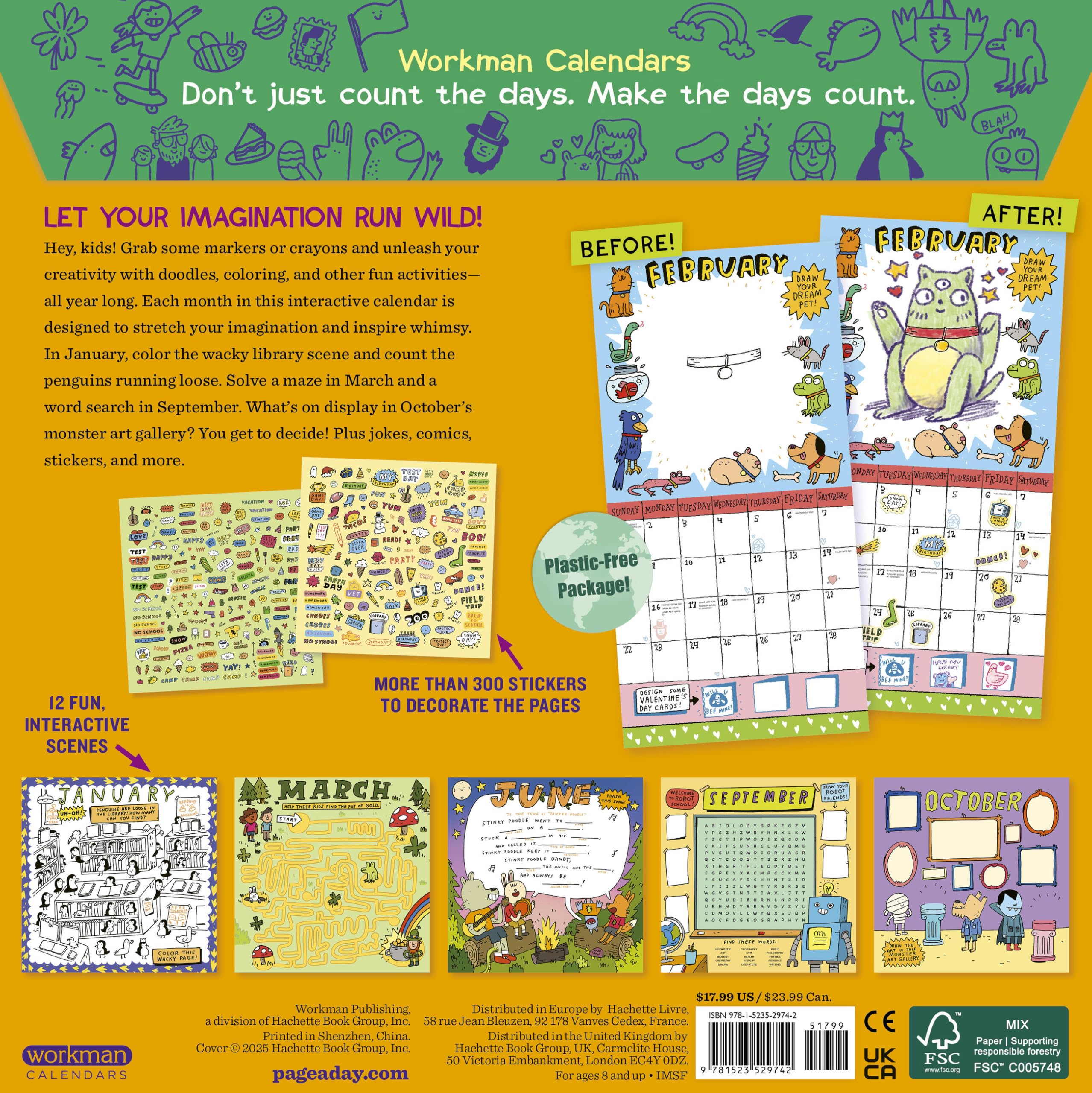 Kid's Awesome Activity Wall Calendar 2026