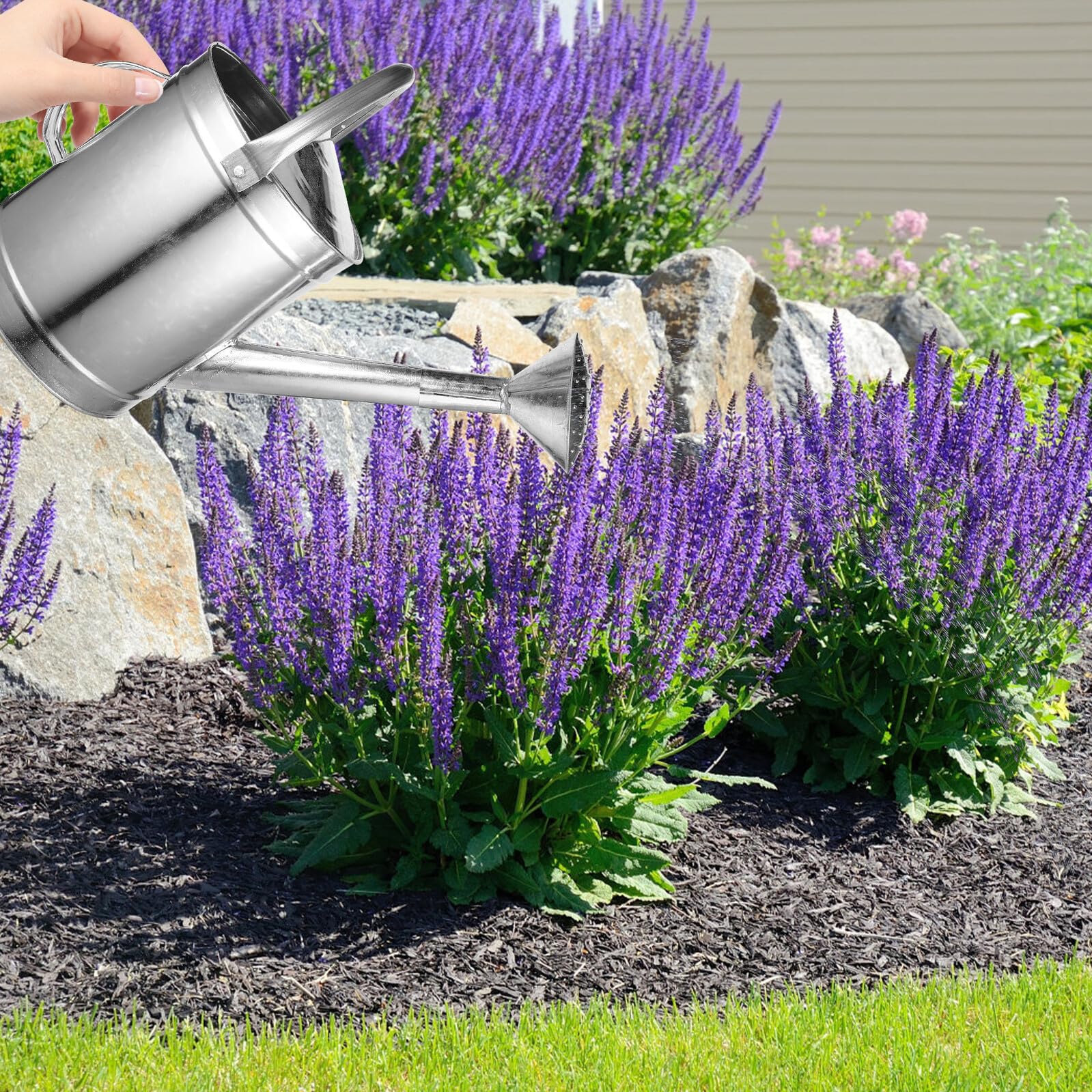 Hohopeti Arrosoir en Fer 5l pour Plantes D’intérieur Et Jardin, Bec Long Confortable, Capacité Fixe, Usage Intérieur Et Extérieur, Arrosoir Manuel Solide en Métal Robuste