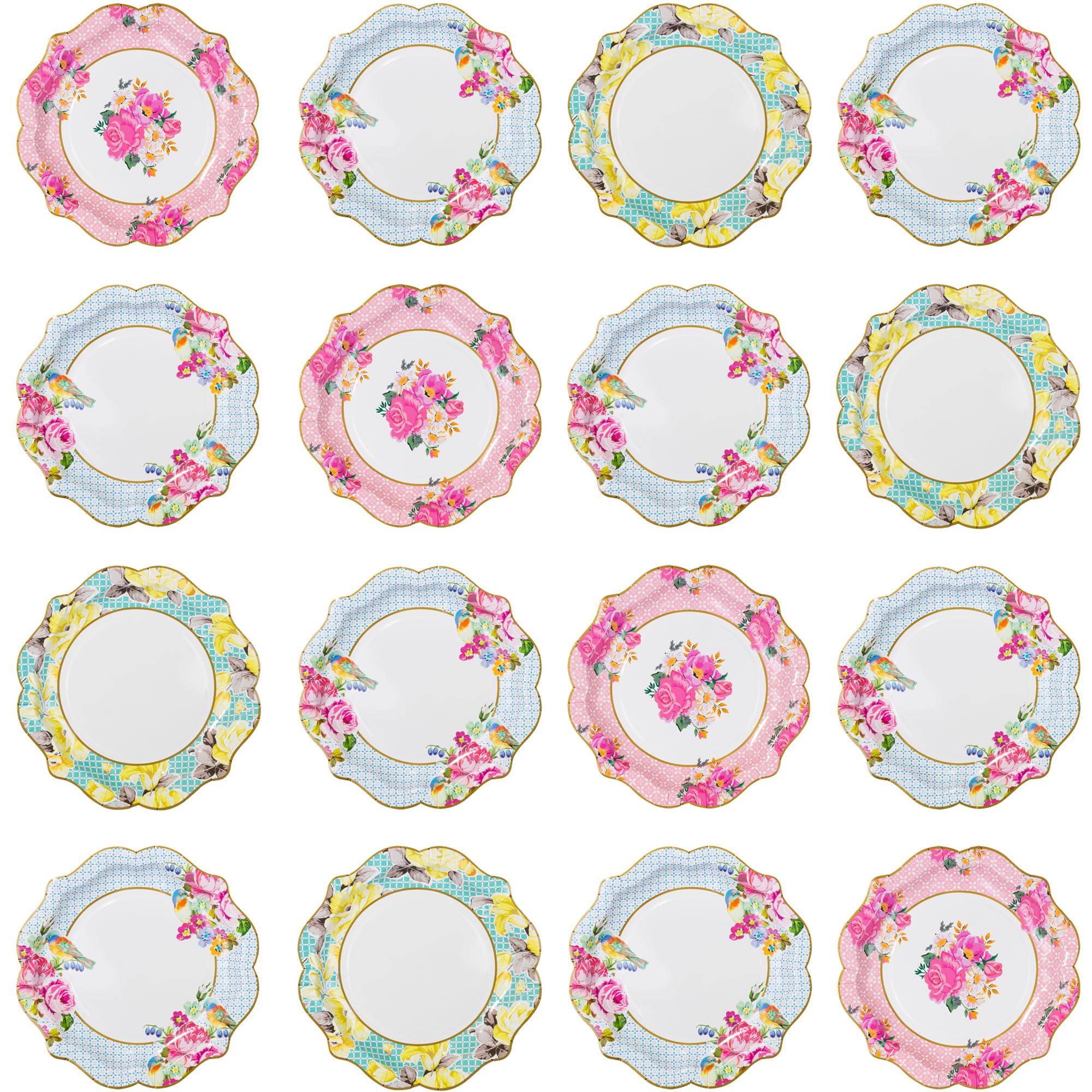 Talking Tables Pack of 24 Afternoon Tea Vintage Floral Paper Plates | Truly Scrumptious | for Birthday Party, Baby Shower, Wedding and Anniversary, Disposable Tableware in Pastel Colours