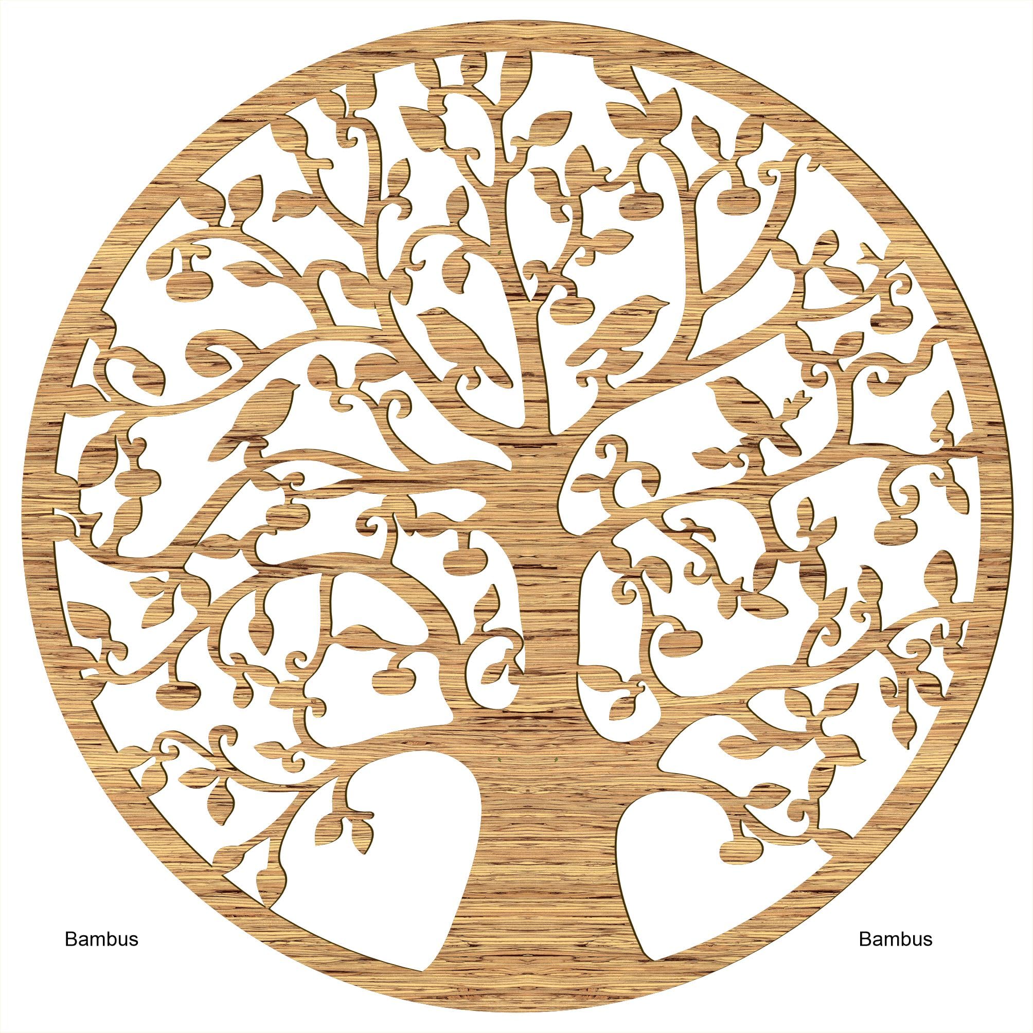 Lebensbaum Holz Ø 39/49 cm - 8 Holz-Optiken-Wandbild - edle Dekoration - Baum des Lebens - ideale Geschenkidee