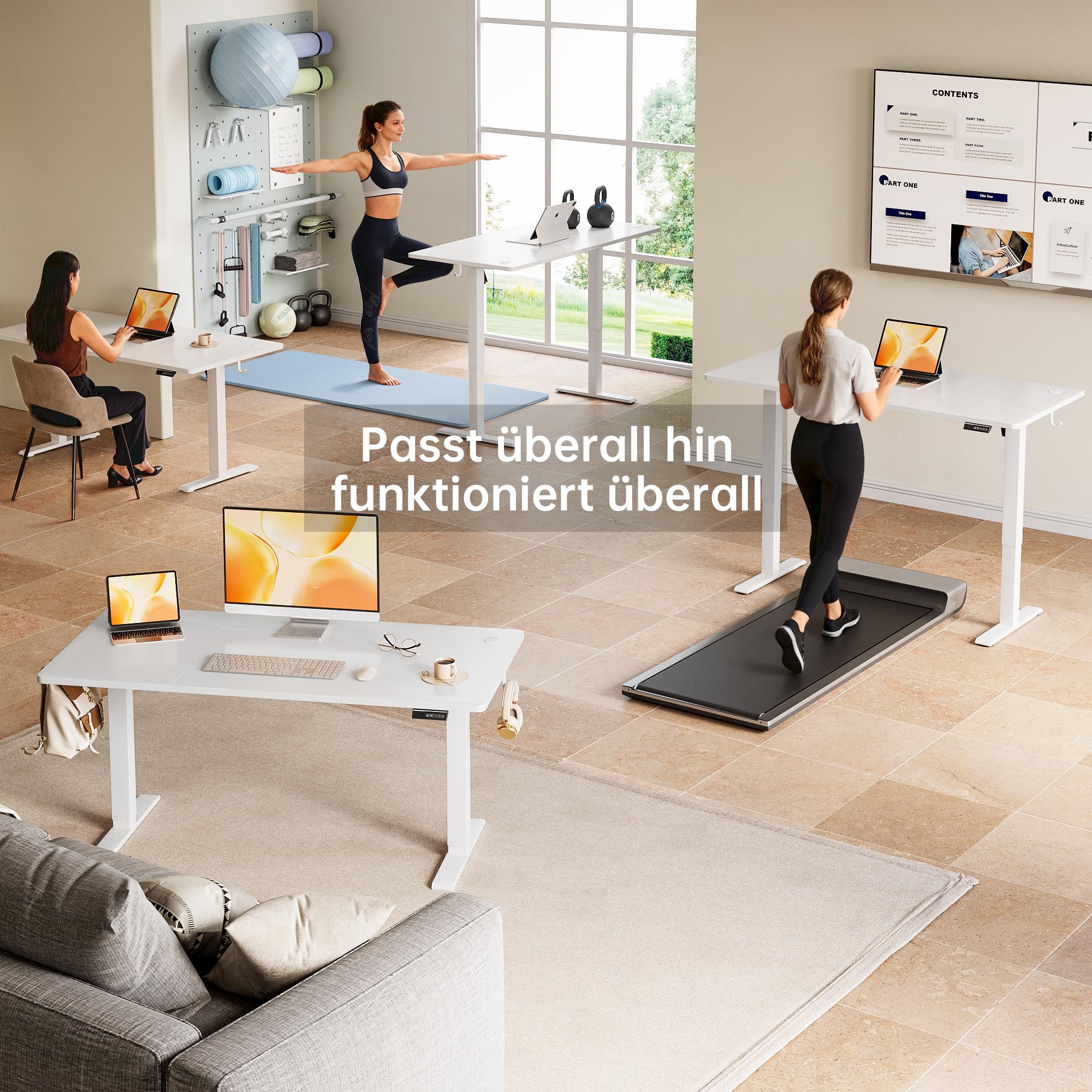 Höhenverstellbarer Schreibtisch, Elektrischer Standing Desk, Stabiler Höhenverstellbar Elektrisch mit Memory-Handsteuerung Bürotisch, Ergonomischer Steh-Sitz Tisch Computertisch - 120 x 60 cm Weiß