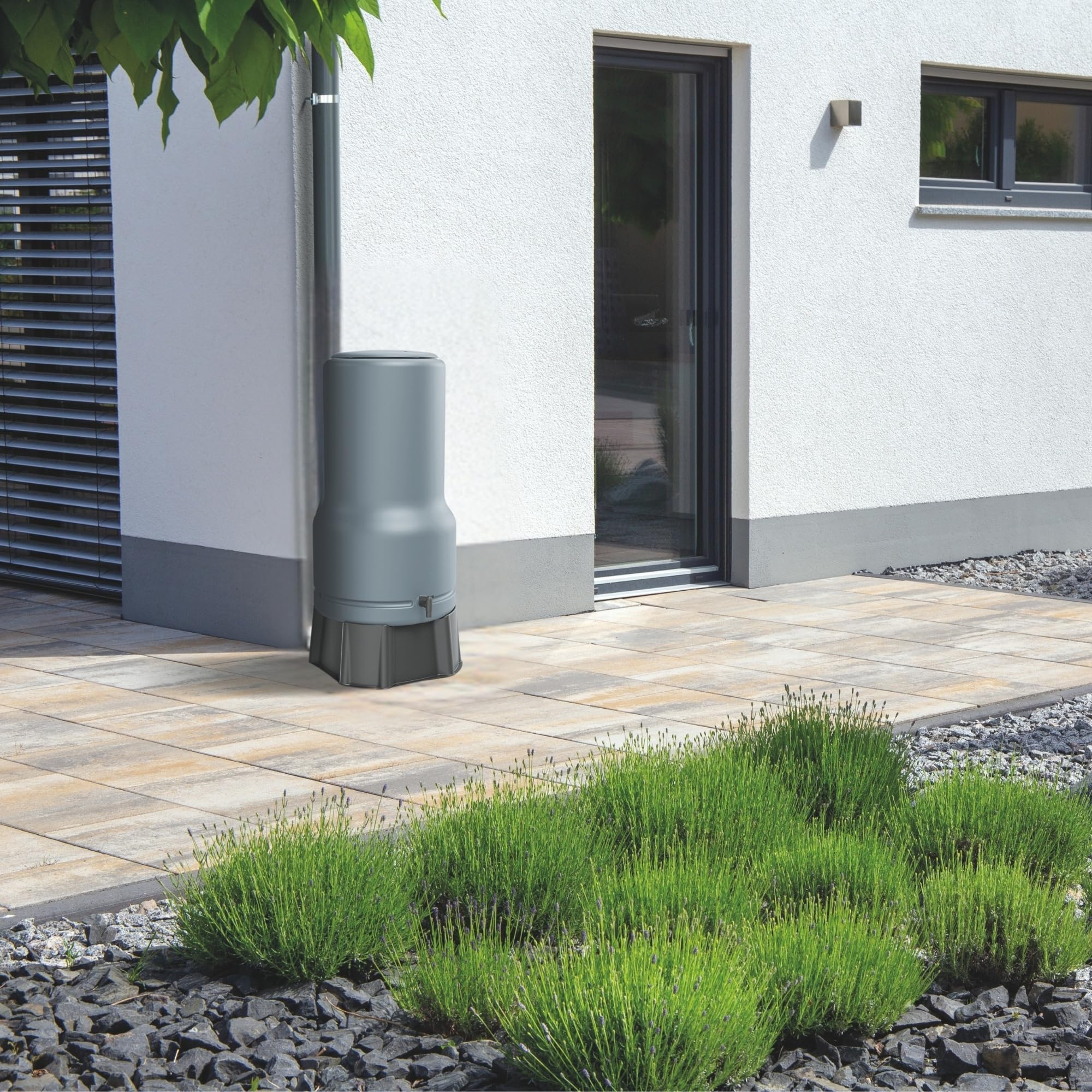 YourCasa Cisterna per Acqua Piovana 110L [RainBell] con Piedi di Supporto, Coperchio & Rubinetto - Raccoglitore di Acqua Piovana Resistente al Gelo in Plastica - Serbatoio per Acqua Piovana