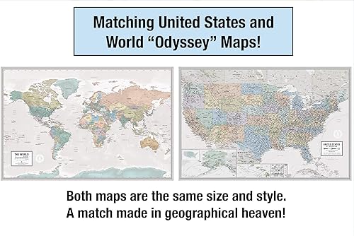 Miniatura 3 de Póster laminado de mapa de Odisea de Estados Unidos | Mapa de estilo ejecutivo | Incluye las etiquetas de ubicación más legibles | 36 x 24 pulgadas