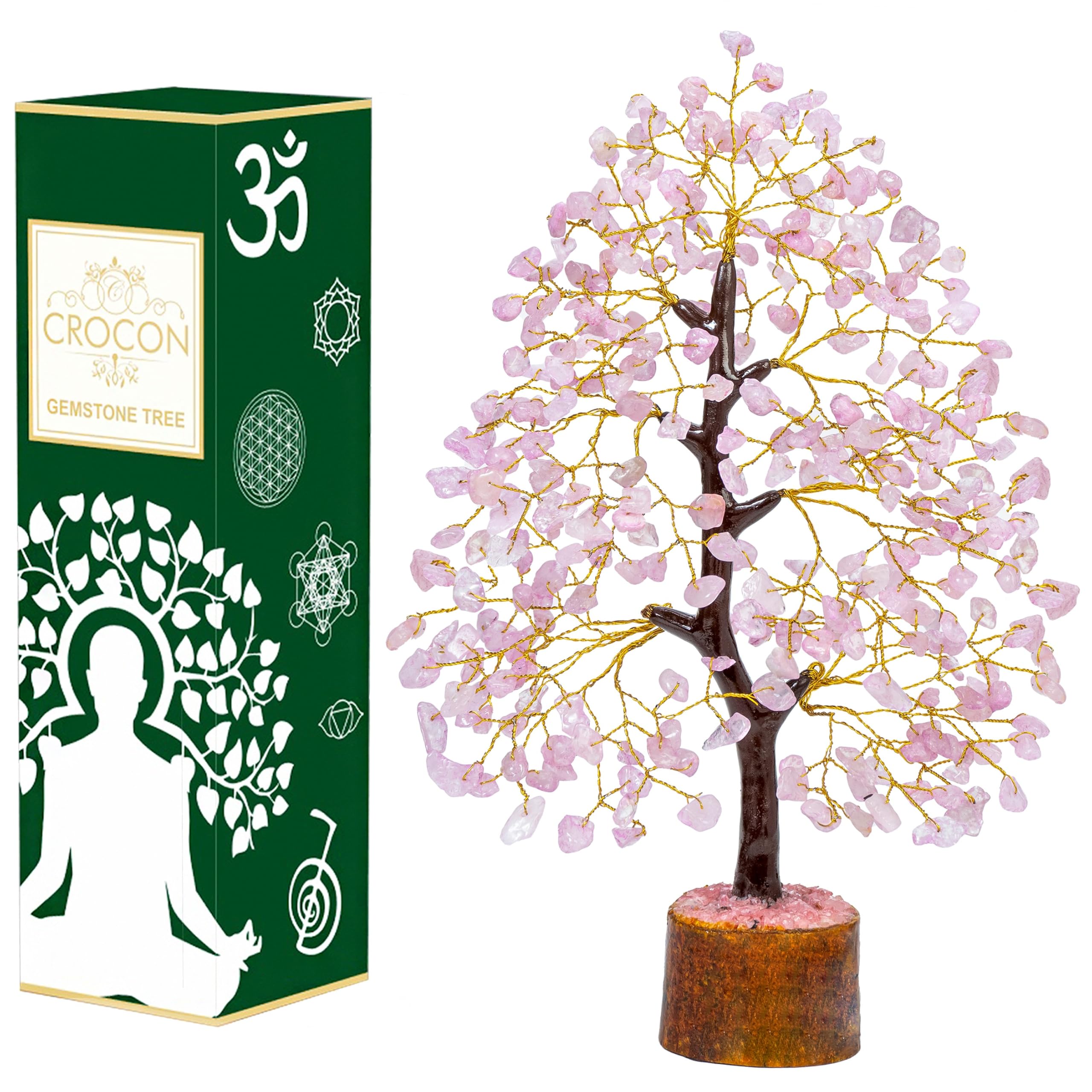 Árbol de piedras preciosas de cuarzo rosa Árbol de cristal para árbol de chakras hecho mano estatuilla de Feng Shui de dinero cristales curativos de Reiki de buena suerte decoración escultura regalo