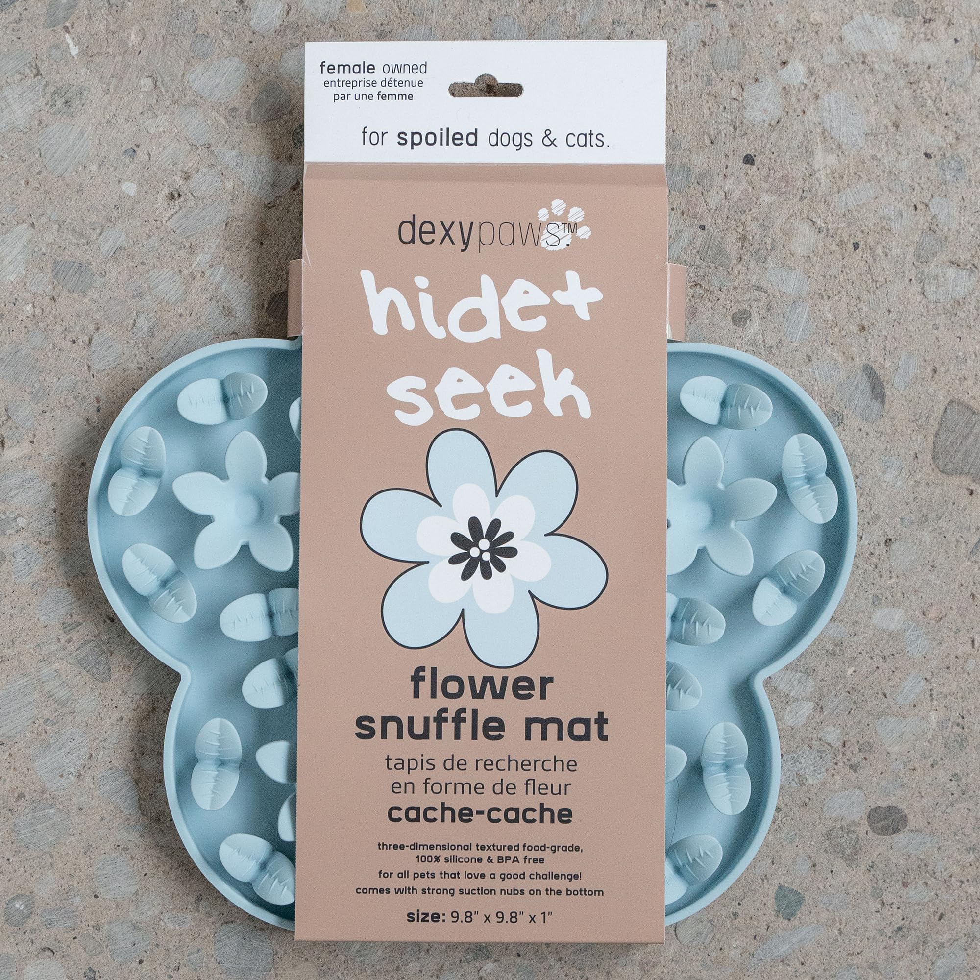 Dexypaws: Tapis à renifler d'enrichissement : Fleur Bleu Ciel – Tapis d'alimentation texturé pour Chien, Silicone de qualité Alimentaire, tartinade de Nourriture et friandises, apaisant pour Les