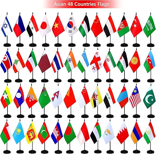 Miniatura 7 de TSMD Juego de banderas de escritorio de 202 países internacionales del mundo, pequeña bandera de mesa de oficina con base de soporte, banderas de