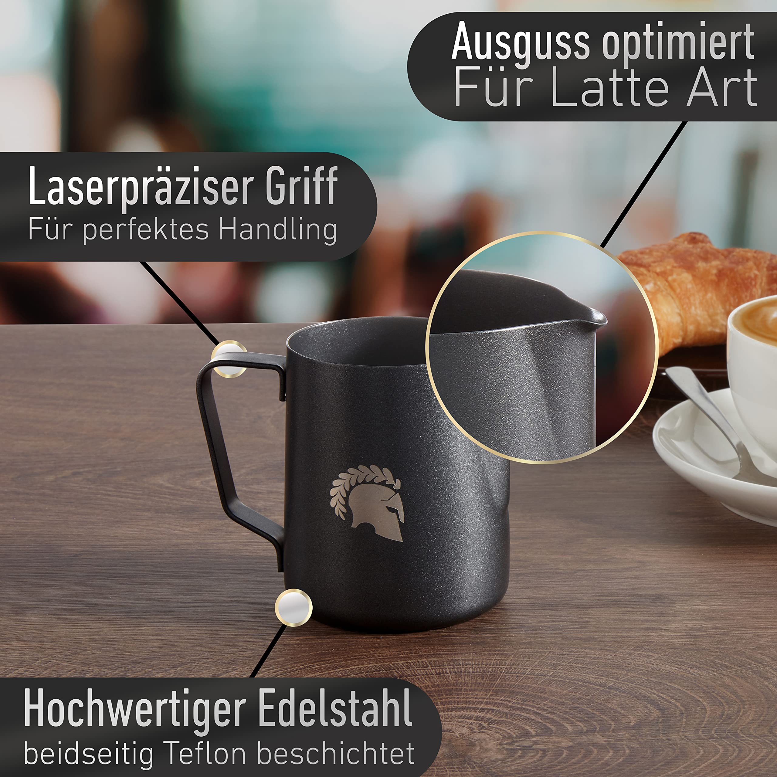 Scalda Latte PEZZETTI, Lattiera In Acciaio Inox, Bricco Latte In Acciaio, Senza Coperchio, 9 Tazze Bricco Latte Professionale