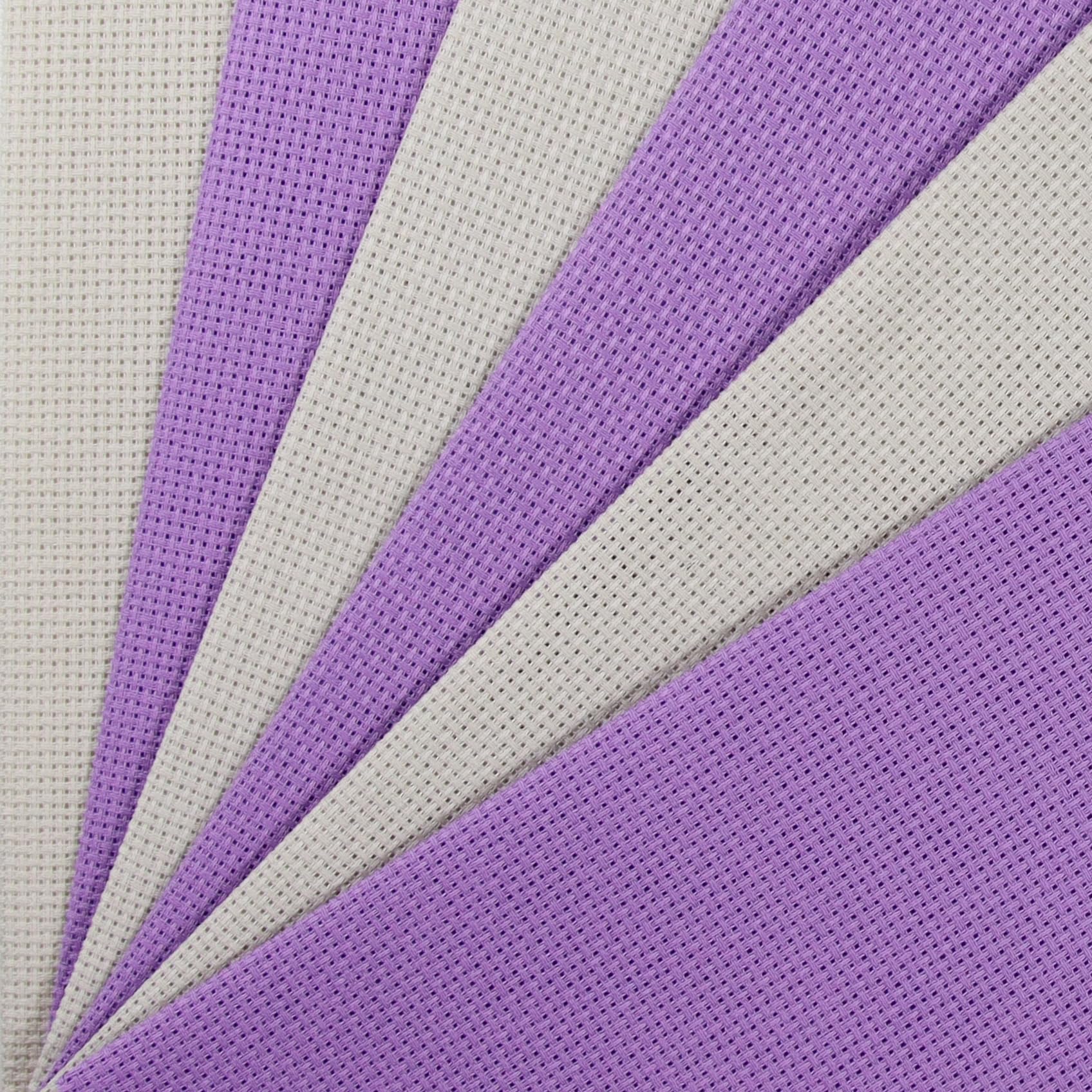 KCS 4/6 pc of 12" x 18"(30cmx45cm) 16CT Counted Cotton Aida Cloth Cross Stitch Fabric (6 pc, Pearl Grey+Lavender) — image 1