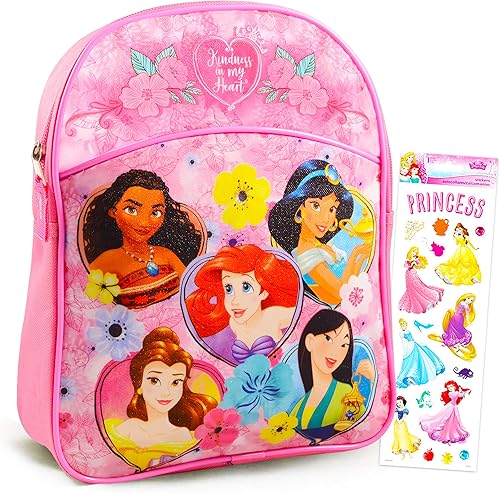 Disney Princess Mini mochila preescolar para guardería Deluxe 11 Princess School Bag con pegatinas Disney Princess School Supplies