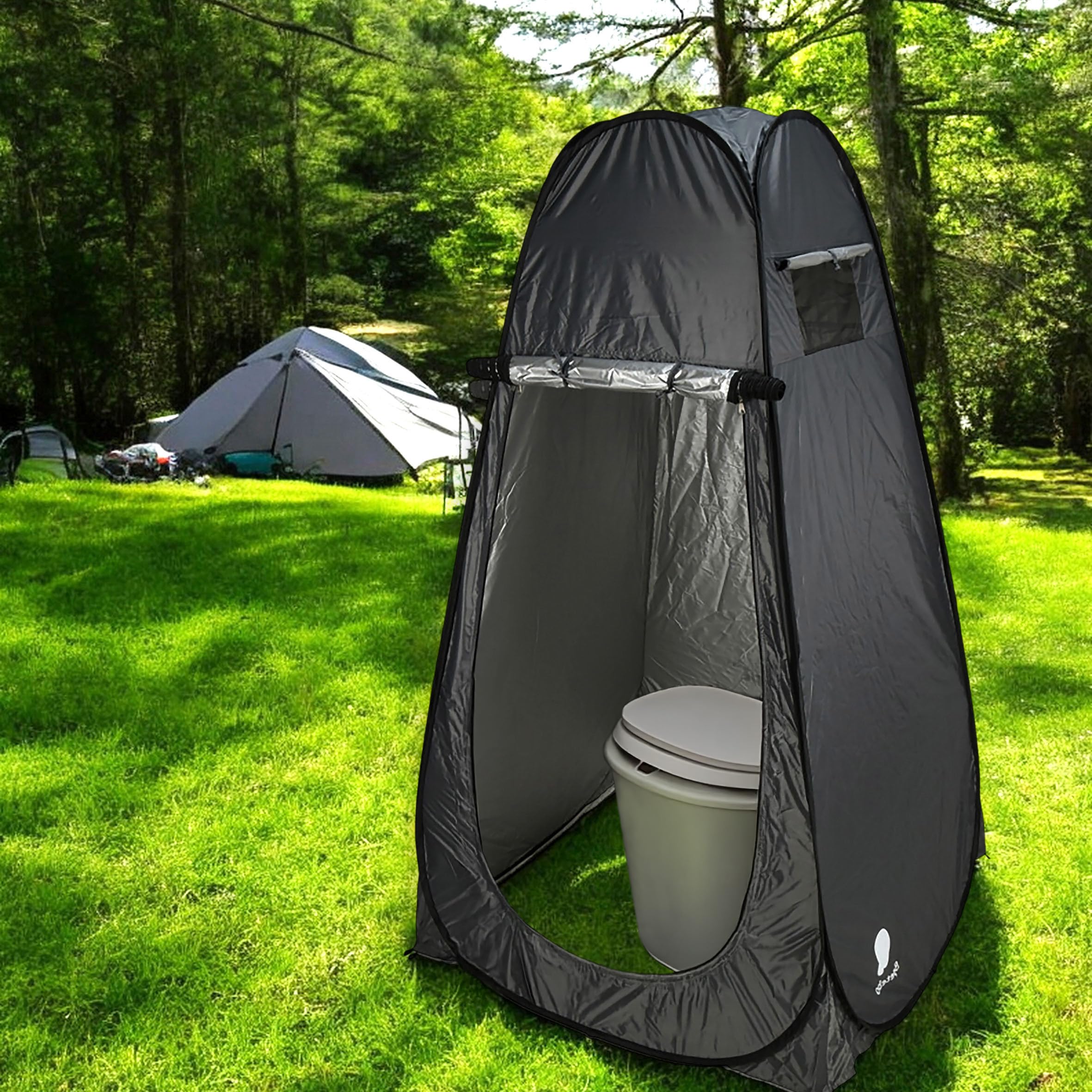 Tenda pop-up con cerniera – 190 x 110 cm – Tenda WC da campeggio grigio con borsa per il trasporto – Glamping tenda da doccia WC tenda da campeggio spogliatoio da spiaggia per festival trekking