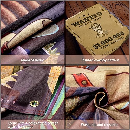 Miniatura 7 de Decoraciones de fiesta occidental, 70.8 x 43.3 pulgadas, fondo grande de vaquero con temática occidental, decoración rústica del salvaje oeste,