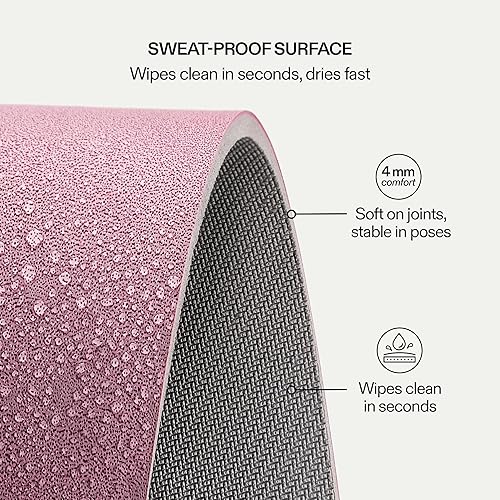 Miniatura 3 de Tapete de yoga antideslizante, poliuretano de 0.157 pulgadas de grosor + goma natural, extra ancha de 72 x 27 pulgadas para soporte de