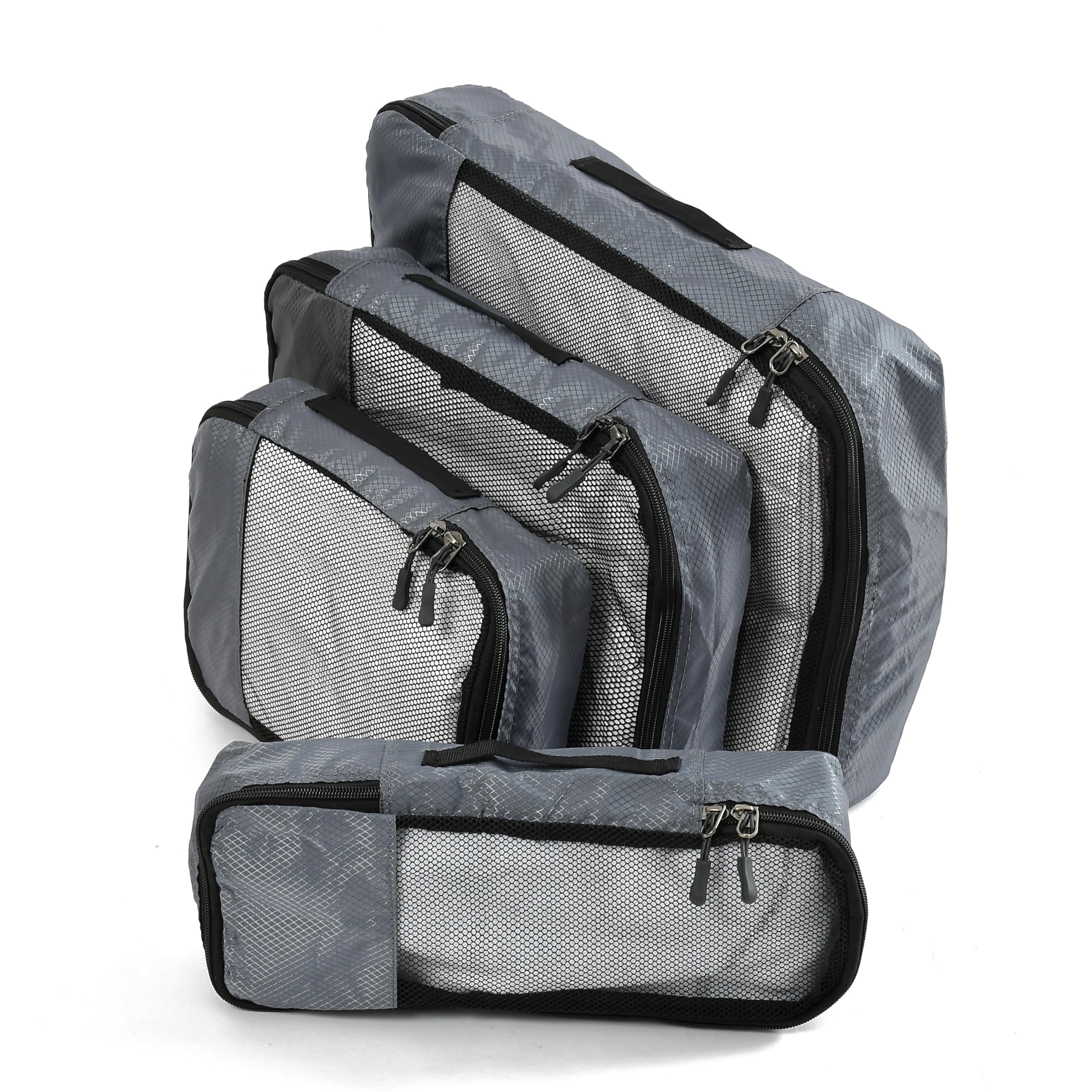 SECURE BASKET® Packing Cubes for Travel | Organiser Bags for Luggage | Organizer for Women | Set of 4 (Large, Medium, Small and Slim) - Grey-image-29