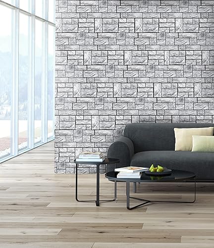 Miniatura 4 de Retro-Art Paneles de pared 3D, paquete de 6, bloques de piedra natural en gris, PVC, 17.5 x 23.75 pulgadas, cubren 17.31 pies cuadrados 573SG