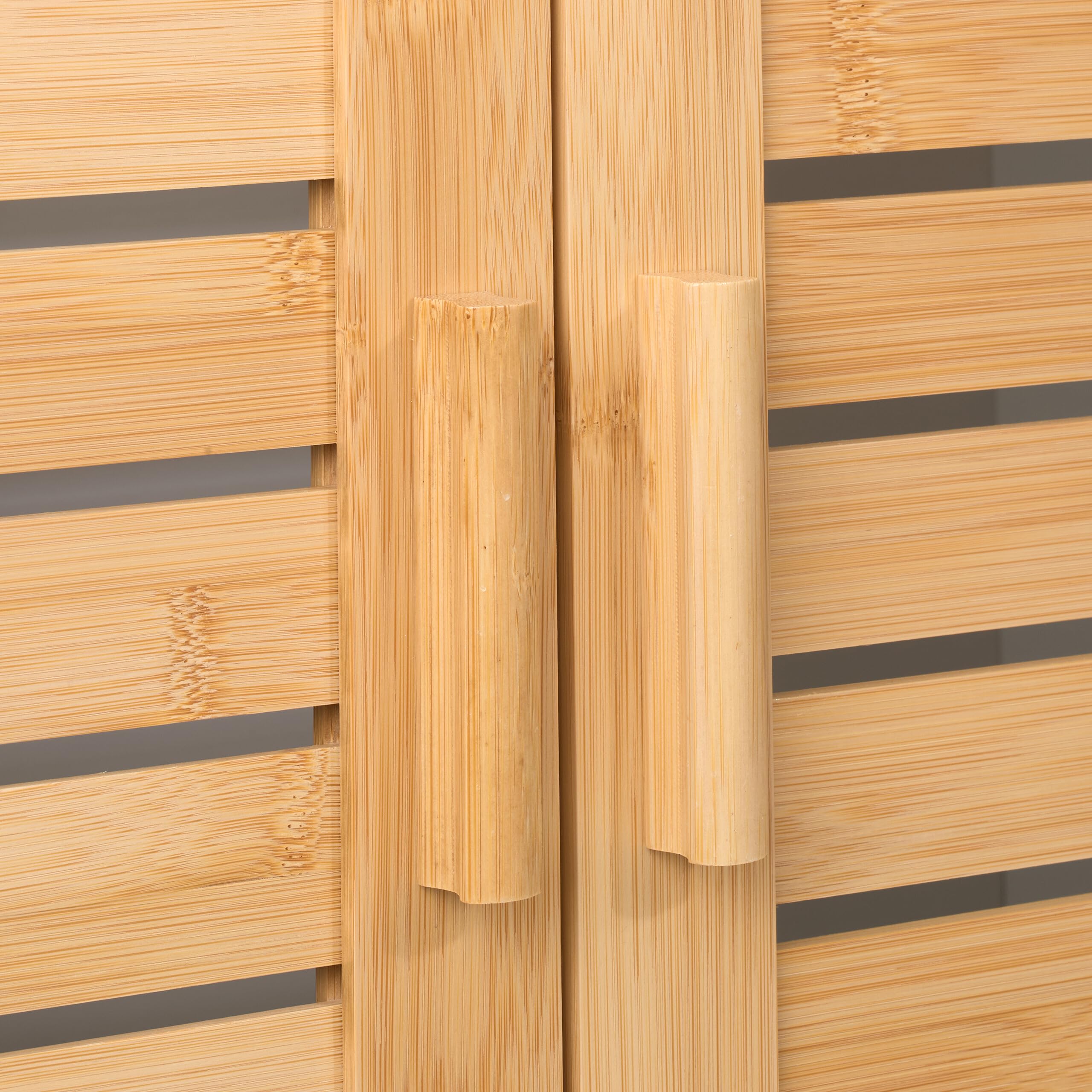 Relaxdays Mobiletto Sottolavabo, HLP: 60x60x32 cm, Armadietto Lavandino, Mobile da Bagno, MDF e bambù, Naturale Bianco
