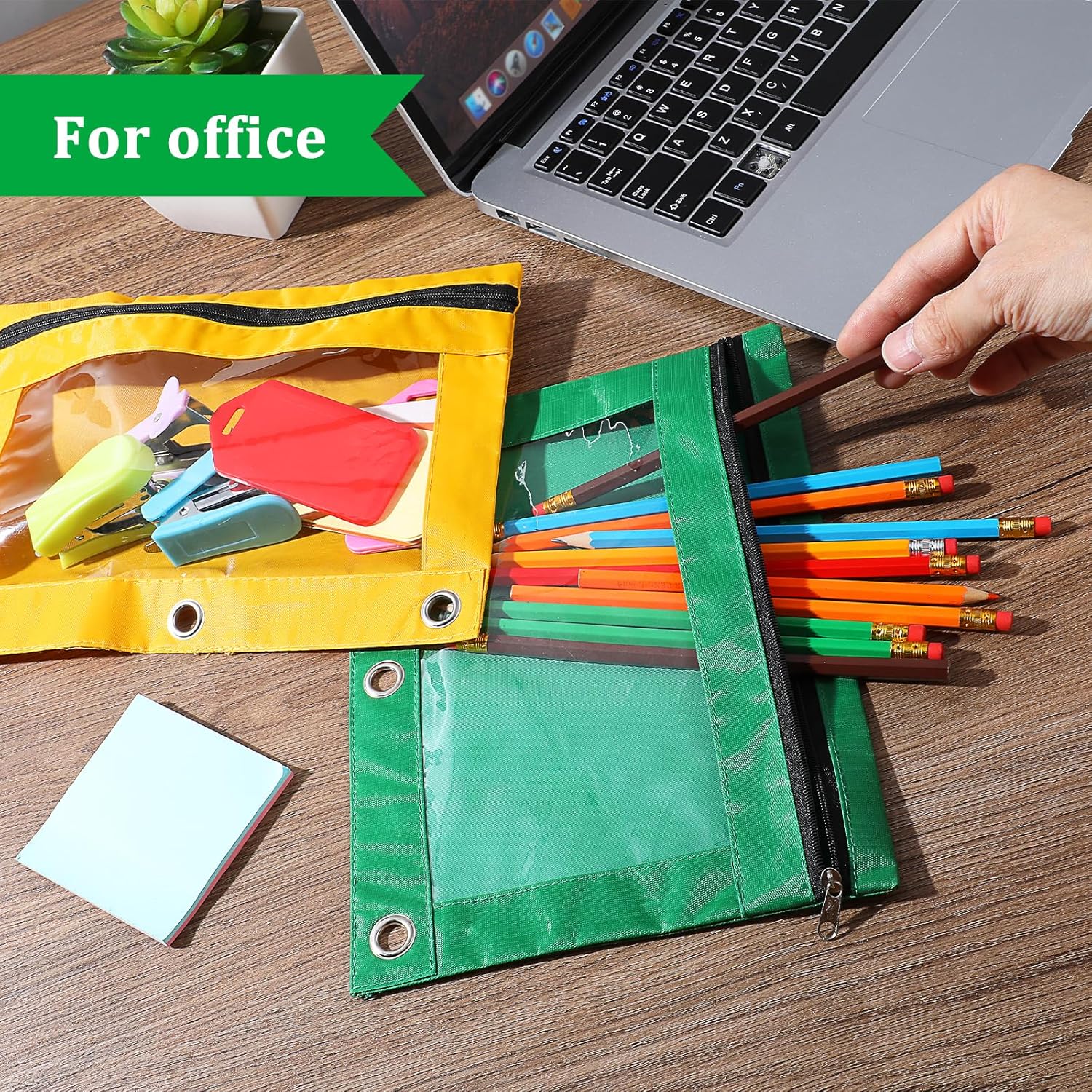 24 Pack Pencil Pouch for 3 Ring Binder, 12 Colors Zipper Pen Pouches Bags with Clear Window, 10x7.3 Inch Durable Cloth Pencil Case for Office Supplies - Image 5