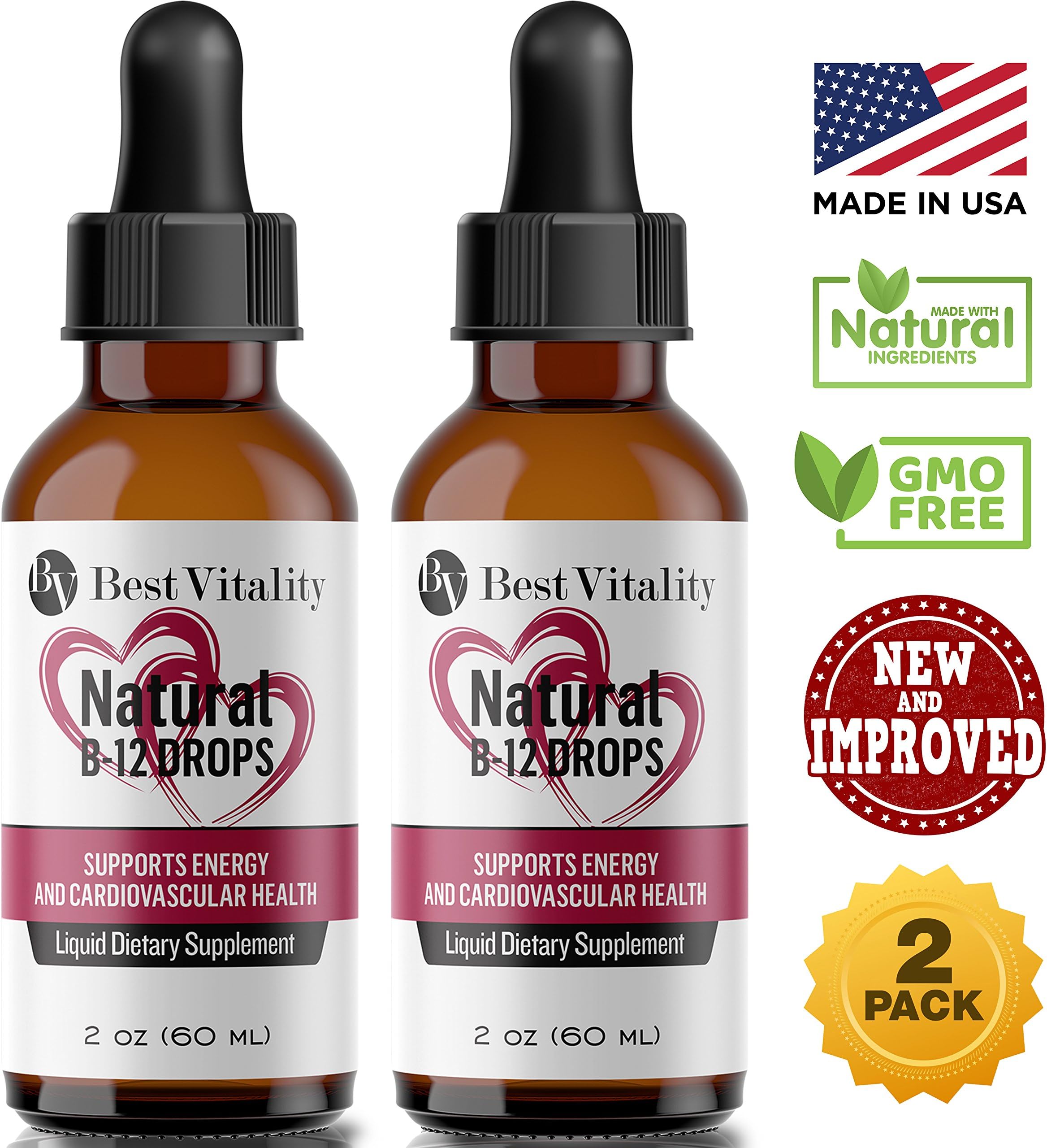 BestVitality Natural B Complex Liquid Drops (2 oz) - B12 (Methylcobalamin) Supplemented with, B6 and Folic Acid (L-Methylfolate) - Provides Immediate Absorption (2)
